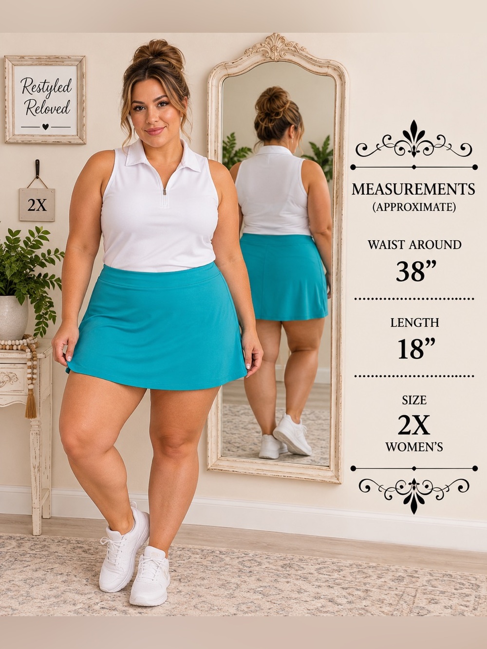 Athletic Skort Size 2X Teal Activewear Tranquility by Colorado